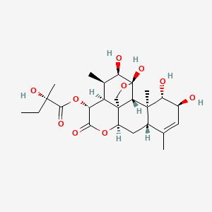 molecular formula C25H36O10 B10859884 [(1S,4S,5R,6R,7S,8R,11R,13S,16S,17S,18S,19R)-4,5,16,17-tetrahydroxy-6,14,18-trimethyl-9-oxo-3,10-dioxapentacyclo[9.8.0.01,7.04,19.013,18]nonadec-14-en-8-yl] (2S)-2-hydroxy-2-methylbutanoate 