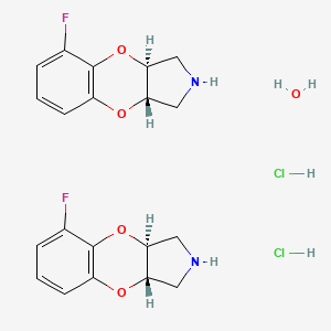 molecular formula C20H24Cl2F2N2O5 B10859936 Fluparoxan hydrochloride CAS No. 139679-54-2