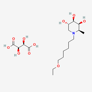 molecular formula C18H35NO10 B10860037 (2R,3S,4R,5S)-1-(6-Ethoxyhexyl)-2-methyl-3,4,5-trihydroxypiperidine tartrate CAS No. 912365-01-6