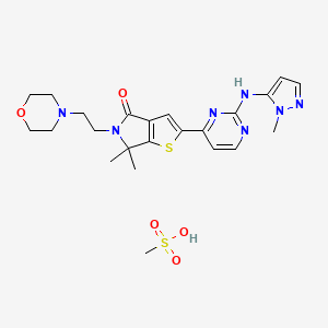 molecular formula C23H31N7O5S2 B10860270 Temuterkib mesylate CAS No. 2365171-00-0