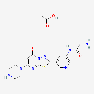 molecular formula C18H22N8O4S B10860286 Zalunfiban acetate CAS No. 2376629-15-9