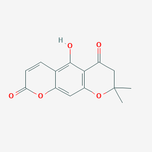 molecular formula C14H12O5 B108603 5-hydroxy-2,2-dimethyl-3H-pyrano[3,2-g]chromene-4,8-dione CAS No. 17276-27-6
