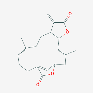 molecular formula C20H24O4 B10860389 3,12-dimethyl-8-methylidene-6,18-dioxatricyclo[14.2.1.05,9]nonadeca-3,12,16(19)-triene-7,17-dione 