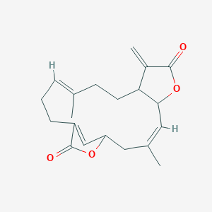 molecular formula C20H24O4 B10860425 (3Z,12E)-3,12-Dimethyl-8-methylidene-6,18-dioxatricyclo[14.2.1.05,9]nonadeca-3,12,16(19)-triene-7,17-dione 