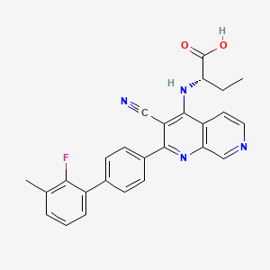 molecular formula C26H21FN4O2 B10860472 (2S)-2-[[3-cyano-2-[4-(2-fluoro-3-methylphenyl)phenyl]-1,7-naphthyridin-4-yl]amino]butanoic acid 