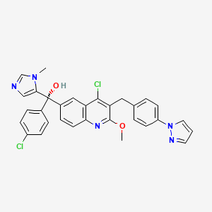 molecular formula C31H25Cl2N5O2 B10860488 (S)-[4-chloro-2-methoxy-3-[(4-pyrazol-1-ylphenyl)methyl]quinolin-6-yl]-(4-chlorophenyl)-(3-methylimidazol-4-yl)methanol 