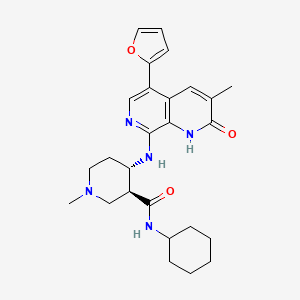 molecular formula C26H33N5O3 B10860508 (3S,4S)-N-cyclohexyl-4-[[5-(furan-2-yl)-3-methyl-2-oxo-1H-1,7-naphthyridin-8-yl]amino]-1-methylpiperidine-3-carboxamide 