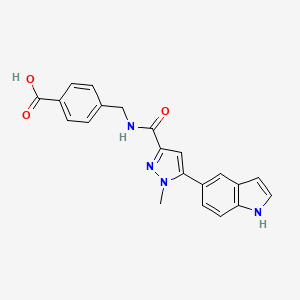 molecular formula C21H18N4O3 B10860524 4-[[[5-(1H-indol-5-yl)-1-methylpyrazole-3-carbonyl]amino]methyl]benzoic acid 