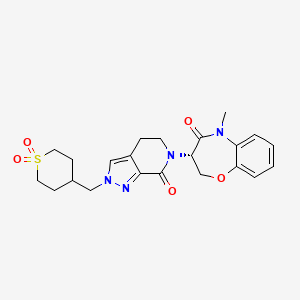 molecular formula C22H26N4O5S B10860548 (3S)-3-[2-[(1,1-dioxothian-4-yl)methyl]-7-oxo-4,5-dihydropyrazolo[3,4-c]pyridin-6-yl]-5-methyl-2,3-dihydro-1,5-benzoxazepin-4-one 