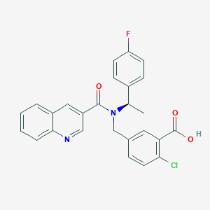 molecular formula C26H20ClFN2O3 B10860557 2-chloro-5-[[[(1R)-1-(4-fluorophenyl)ethyl]-(quinoline-3-carbonyl)amino]methyl]benzoic acid 