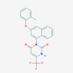 molecular formula C22H15F3N2O3 B10860565 3-[3-(2-methylphenoxy)naphthalen-1-yl]-6-(trifluoromethyl)-1H-pyrimidine-2,4-dione 