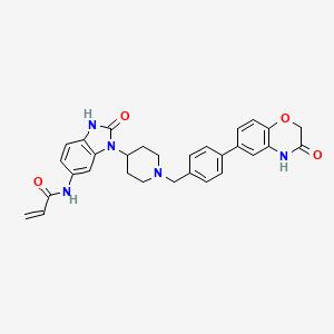 N-[2-oxo-3-[1-[[4-(3-oxo-4H-1,4-benzoxazin-6-yl)phenyl]methyl]piperidin-4-yl]-1H-benzimidazol-5-yl]prop-2-enamide