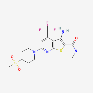 3-amino-N,N-dimethyl-6-(4-methylsulfonylpiperidin-1-yl)-4-(trifluoromethyl)thieno[2,3-b]pyridine-2-carboxamide