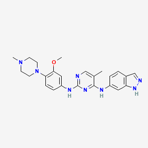 molecular formula C24H28N8O B10860776 4-N-(1H-indazol-6-yl)-2-N-[3-methoxy-4-(4-methylpiperazin-1-yl)phenyl]-5-methylpyrimidine-2,4-diamine 