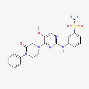 molecular formula C21H22N6O4S B10860789 3-((5-Methoxy-4-(3-oxo-4-phenylpiperazin-1-yl)pyrimidin-2-yl)amino)benzenesulfonamide 