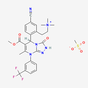 (R)-2-(5-Cyano-2-(6-(methoxycarbonyl)-7-methyl-3-oxo-8-(3-(trifluoromethyl)phenyl)-2,3,5,8-tetrahydro-(1,2,4)triazolo(4,3-a)pyrimidin-5-yl)phenyl)-N,N,N-trimethylethanaminium methanesulfonate