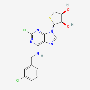 molecular formula C16H15Cl2N5O2S B10860848 (2R,3R,4S)-2-(2-chloro-6-(3-chlorobenzylamino)-9H-purin-9-yl)tetrahydrothiophene-3,4-diol CAS No. 945457-84-1