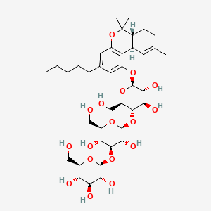 molecular formula C39H60O17 B10860952 (2S,3R,4S,5S,6R)-2-[(2S,3R,4S,5R,6R)-2-[(2R,3S,4R,5R,6S)-6-[[(6aR,10aR)-6,6,9-trimethyl-3-pentyl-6a,7,8,10a-tetrahydrobenzo[c]chromen-1-yl]oxy]-4,5-dihydroxy-2-(hydroxymethyl)oxan-3-yl]oxy-3,5-dihydroxy-6-(hydroxymethyl)oxan-4-yl]oxy-6-(hydroxymethyl)oxane-3,4,5-triol CAS No. 2699021-78-6