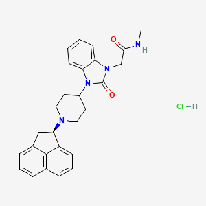 molecular formula C27H29ClN4O2 B10861031 2-[3-[1-[(1R)-1,2-dihydroacenaphthylen-1-yl]piperidin-4-yl]-2-oxobenzimidazol-1-yl]-N-methylacetamide;hydrochloride 