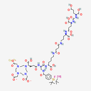 molecular formula C63H96FGaN12O25Si B10861037 Fluorine-18 rhpsma 