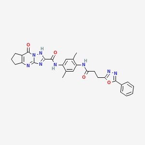 N-(2,5-Dimethyl-4-(3-(5-phenyl-1,3,4-oxadiazol-2-yl)propanamido)phenyl)-8-oxo-5,6,7,8-tetrahydro-1H-cyclopenta[d][1,2,4]triazolo[1,5-a]pyrimidine-2-carboxamide