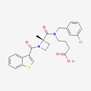 4-[[(2S)-1-(1-benzothiophene-3-carbonyl)-2-methylazetidine-2-carbonyl]-[(3-chlorophenyl)methyl]amino]butanoic acid