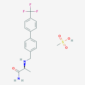 molecular formula C18H21F3N2O4S B10861179 methanesulfonic acid;(2S)-2-[[4-[4-(trifluoromethyl)phenyl]phenyl]methylamino]propanamide 