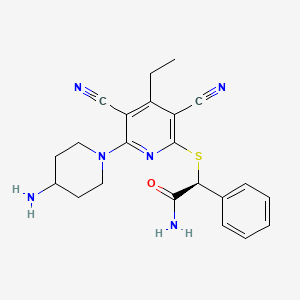 (2S)-2-[6-(4-aminopiperidin-1-yl)-3,5-dicyano-4-ethylpyridin-2-yl]sulfanyl-2-phenylacetamide