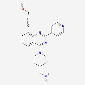 molecular formula C22H23N5O B10861315 3-[4-[4-(Aminomethyl)piperidin-1-yl]-2-pyridin-4-ylquinazolin-8-yl]prop-2-yn-1-ol 