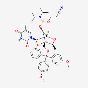 molecular formula C42H51N4O9P B10861343 3-[[(1S,3R,4R,6S,7S)-1-[[bis(4-methoxyphenyl)-phenylmethoxy]methyl]-6-methyl-3-(5-methyl-2,4-dioxopyrimidin-1-yl)-2,5-dioxabicyclo[2.2.1]heptan-7-yl]oxy-[di(propan-2-yl)amino]phosphanyl]oxypropanenitrile CAS No. 1197033-22-9