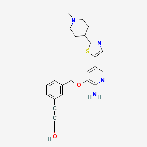 molecular formula C26H30N4O2S B10861361 4-(3-(((2-Amino-5-(2-(1-methylpiperidin-4-yl)thiazol-5-yl)pyridin-3-yl)oxy)methyl)phenyl)-2-methylbut-3-yn-2-ol CAS No. 2380300-79-6