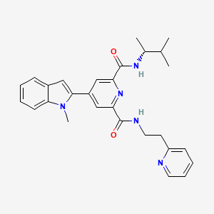 molecular formula C28H31N5O2 B10861549 2-N-[(2R)-3-methylbutan-2-yl]-4-(1-methylindol-2-yl)-6-N-[2-(pyridin-2-yl)ethyl]pyridine-2,6-dicarboxamide 