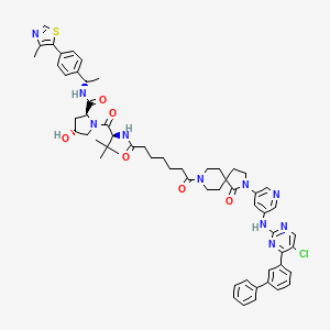 (2S,4R)-1-[(2S)-2-[[7-[2-[5-[[5-chloro-4-(3-phenylphenyl)pyrimidin-2-yl]amino]pyridin-3-yl]-1-oxo-2,8-diazaspiro[4.5]decan-8-yl]-7-oxoheptanoyl]amino]-3,3-dimethylbutanoyl]-4-hydroxy-N-[(1S)-1-[4-(4-methyl-1,3-thiazol-5-yl)phenyl]ethyl]pyrrolidine-2-carboxamide