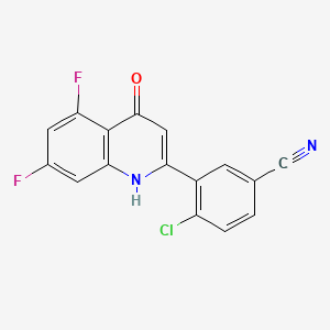 molecular formula C16H7ClF2N2O B10861580 4-chloro-3-(5,7-difluoro-4-oxo-1H-quinolin-2-yl)benzonitrile 