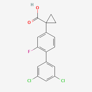 molecular formula C16H11Cl2FO2 B10861593 1-[4-[3,5-Bis(chloranyl)phenyl]-3-fluoranyl-phenyl]cyclopropane-1-carboxylic acid 