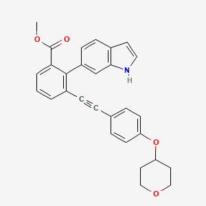 methyl 2-(1H-indol-6-yl)-3-[2-[4-(oxan-4-yloxy)phenyl]ethynyl]benzoate