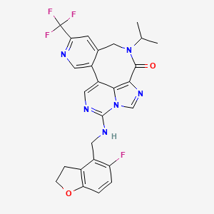 15-[(5-fluoro-2,3-dihydro-1-benzofuran-4-yl)methylamino]-9-propan-2-yl-5-(trifluoromethyl)-4,9,12,14,16-pentazatetracyclo[9.6.1.02,7.014,18]octadeca-1(17),2,4,6,11(18),12,15-heptaen-10-one