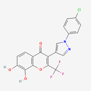 3-[1-(4-Chlorophenyl)pyrazol-4-yl]-7,8-dihydroxy-2-(trifluoromethyl)chromen-4-one