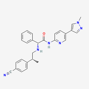 molecular formula C27H26N6O B10861901 (2R)-2-[[(2R)-2-(4-cyanophenyl)propyl]amino]-N-[5-(1-methylpyrazol-4-yl)pyridin-2-yl]-2-phenylacetamide 