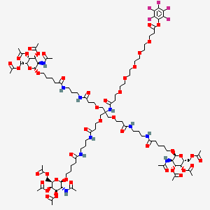 (2,3,4,5,6-pentafluorophenyl) 3-[2-[2-[2-[2-[3-[[1-[3-[3-[5-[(2R,3R,4R,5R,6R)-3-acetamido-4,5-diacetyloxy-6-(acetyloxymethyl)oxan-2-yl]oxypentanoylamino]propylamino]-3-oxopropoxy]-3-[3-[3-[5-[(2S,3R,4R,5R,6R)-3-acetamido-4,5-diacetyloxy-6-(acetyloxymethyl)oxan-2-yl]oxypentanoylamino]propylamino]-3-oxopropoxy]-2-[[3-[3-[5-[(2R,3R,4R,5R,6R)-3-acetamido-4,5-diacetyloxy-6-(acetyloxymethyl)oxan-2-yl]oxypentanoylamino]propylamino]-3-oxopropoxy]methyl]propan-2-yl]amino]-3-oxopropoxy]ethoxy]ethoxy]ethoxy]ethoxy]propanoate