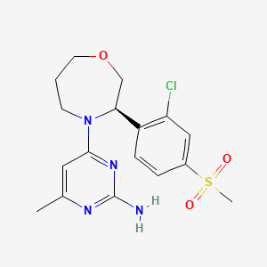 molecular formula C17H21ClN4O3S B10862059 4-[(3R)-3-(2-chloro-4-methylsulfonylphenyl)-1,4-oxazepan-4-yl]-6-methylpyrimidin-2-amine 