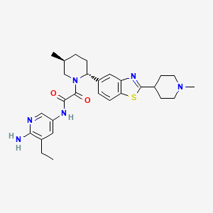 molecular formula C28H36N6O2S B10862085 N-(6-amino-5-ethylpyridin-3-yl)-2-[(2R,5S)-5-methyl-2-[2-(1-methylpiperidin-4-yl)-1,3-benzothiazol-5-yl]piperidin-1-yl]-2-oxoacetamide 