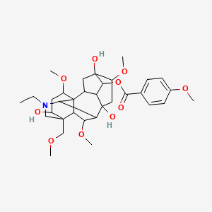 molecular formula C33H47NO10 B10862126 [11-ethyl-5,8,14-trihydroxy-6,16,18-trimethoxy-13-(methoxymethyl)-11-azahexacyclo[7.7.2.12,5.01,10.03,8.013,17]nonadecan-4-yl] 4-methoxybenzoate 