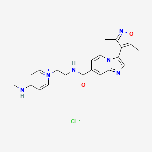 molecular formula C21H23ClN6O2 B10862150 3-(3,5-dimethyl-1,2-oxazol-4-yl)-N-[2-[4-(methylamino)pyridin-1-ium-1-yl]ethyl]imidazo[1,2-a]pyridine-7-carboxamide;chloride 