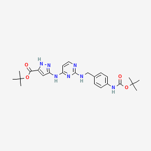 tert-butyl 3-[[2-[[4-[(2-methylpropan-2-yl)oxycarbonylamino]phenyl]methylamino]pyrimidin-4-yl]amino]-1H-pyrazole-5-carboxylate