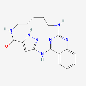 molecular formula C17H19N7O B10862171 Macrocyclic inhibitor 