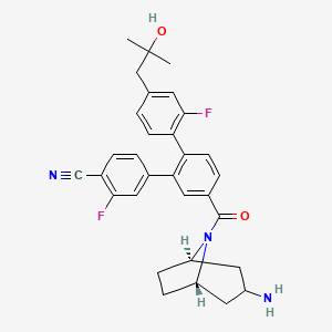 molecular formula C31H31F2N3O2 B10862180 4-[5-[(1S,5R)-3-amino-8-azabicyclo[3.2.1]octane-8-carbonyl]-2-[2-fluoro-4-(2-hydroxy-2-methylpropyl)phenyl]phenyl]-2-fluorobenzonitrile 