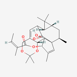 molecular formula C28H38O6 B10862229 [(4S,5S,6R,14R,16R,18R)-5-hydroxy-3,8,8,15,15,18-hexamethyl-19-oxo-7,9-dioxapentacyclo[11.5.1.01,5.06,11.014,16]nonadeca-2,11-dien-4-yl] (Z)-2-methylbut-2-enoate 