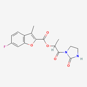 molecular formula C16H15FN2O5 B10862247 [1-Oxo-1-(2-oxoimidazolidin-1-yl)propan-2-yl] 6-fluoro-3-methyl-1-benzofuran-2-carboxylate 