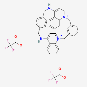 molecular formula C38H30F6N4O4 B10862290 17,24-diaza-1,9-diazoniaheptacyclo[23.6.2.29,16.219,22.13,7.010,15.026,31]octatriaconta-1(32),3(38),4,6,9(37),10,12,14,16(36),19,21,25(33),26,28,30,34-hexadecaene;2,2,2-trifluoroacetate 